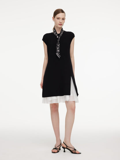 Tencel Blend Knit Two-Piece Dress Set With Slip Inner & Belt