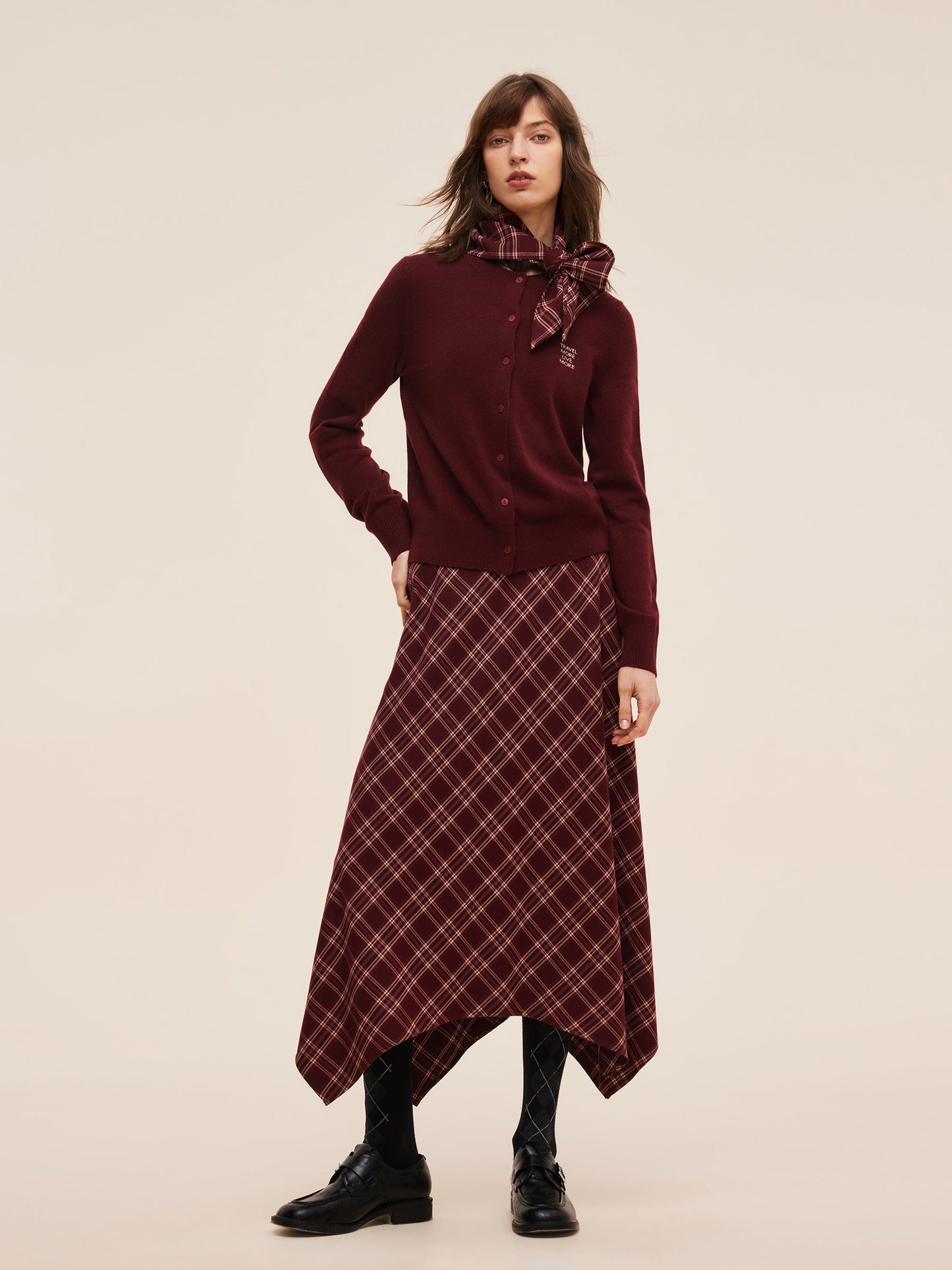 100% Wool Letter Embroidered Women Cardigan
