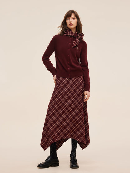 100% Wool Letter Embroidered Women Cardigan