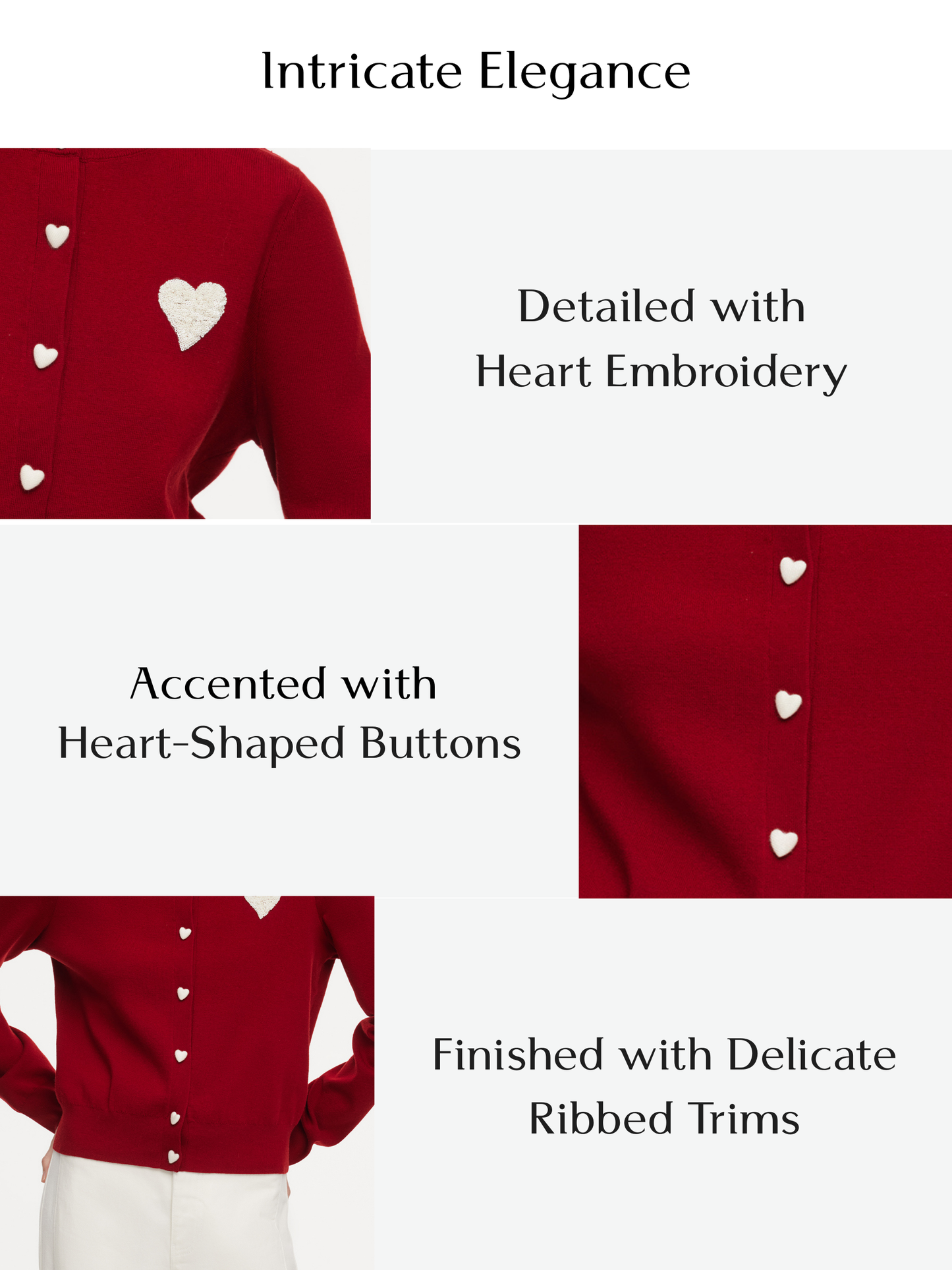 Tencel Wool Blend Heart Print Women Cardigan