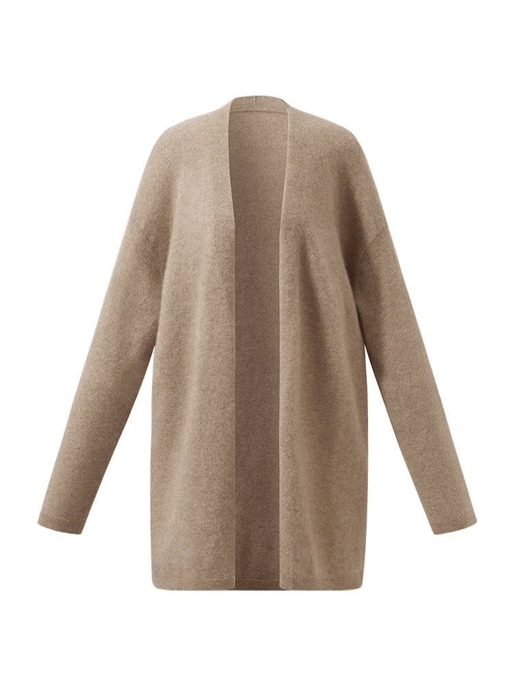 Light Camel Brushed Cashmere Short Women Cardigan