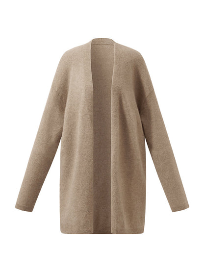Light Camel Brushed Cashmere Short Women Cardigan
