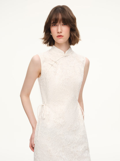 Lace Sleeveless Women Qipao Midi Dress