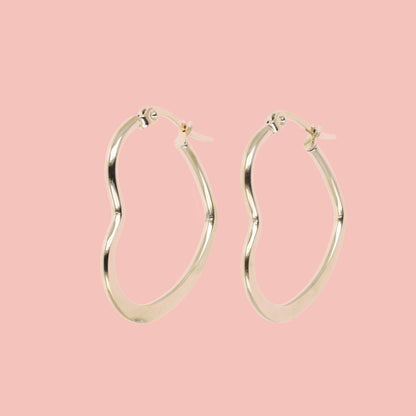 30mm Heart Hoop Earrings (Gold Plated)
