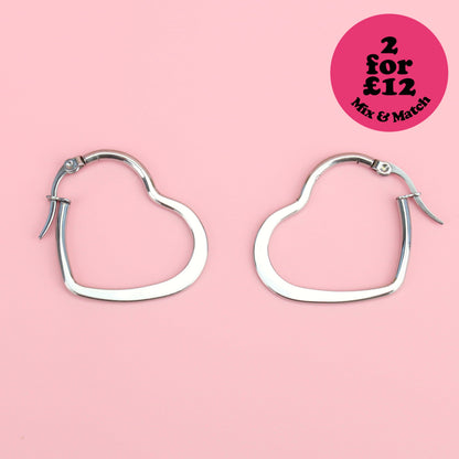30mm Heart Hoops (Stainless Steel)