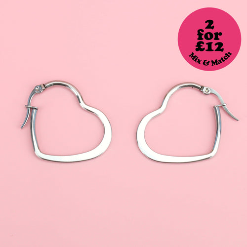30mm Heart Hoops (Stainless Steel)