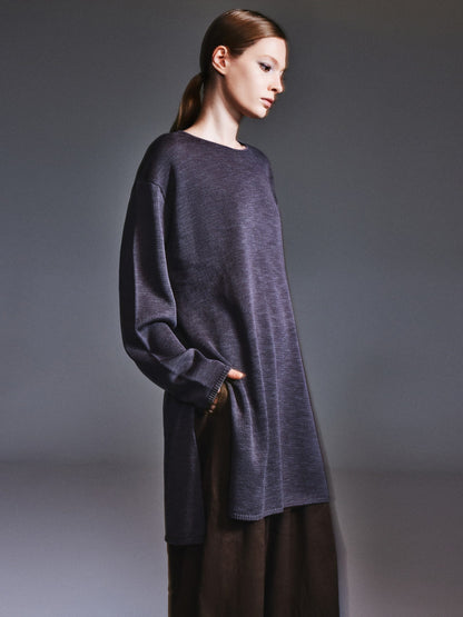 Loose Fit H-Line Round Neck Unisex Sweater