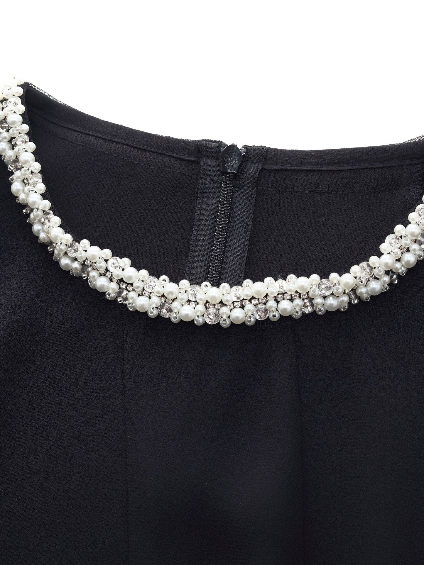 Triacetate Blend Beaded Neck Women Mini Dress