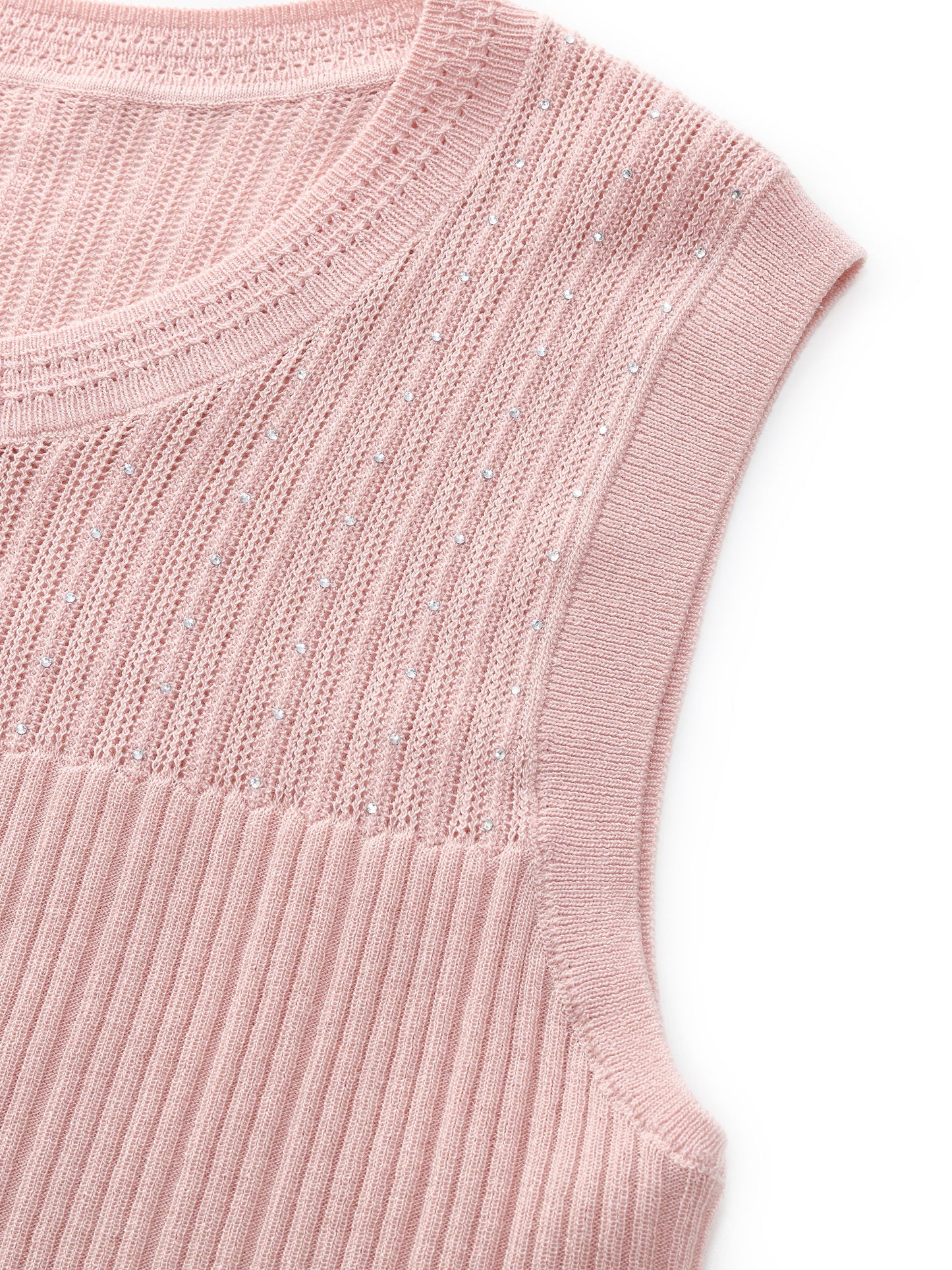 Lyocell Blend Rhinestone Women Knit Tank Top