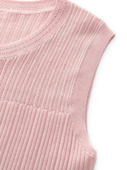 Lyocell Blend Rhinestone Women Knit Tank Top
