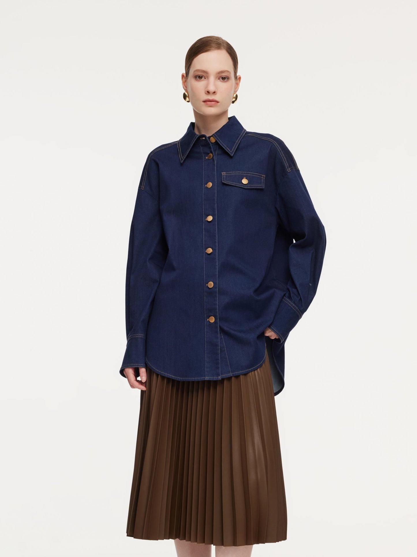 Denim Loose Fit H-Line Women Shirt