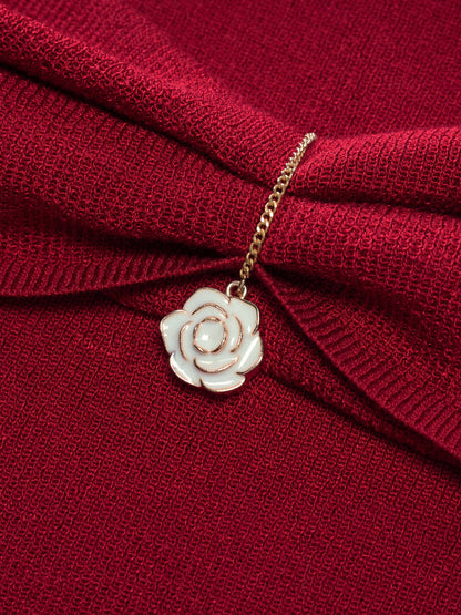 Lyocell Blend Off Shoulder Women Knit Top With Detachable Magnetic Flower