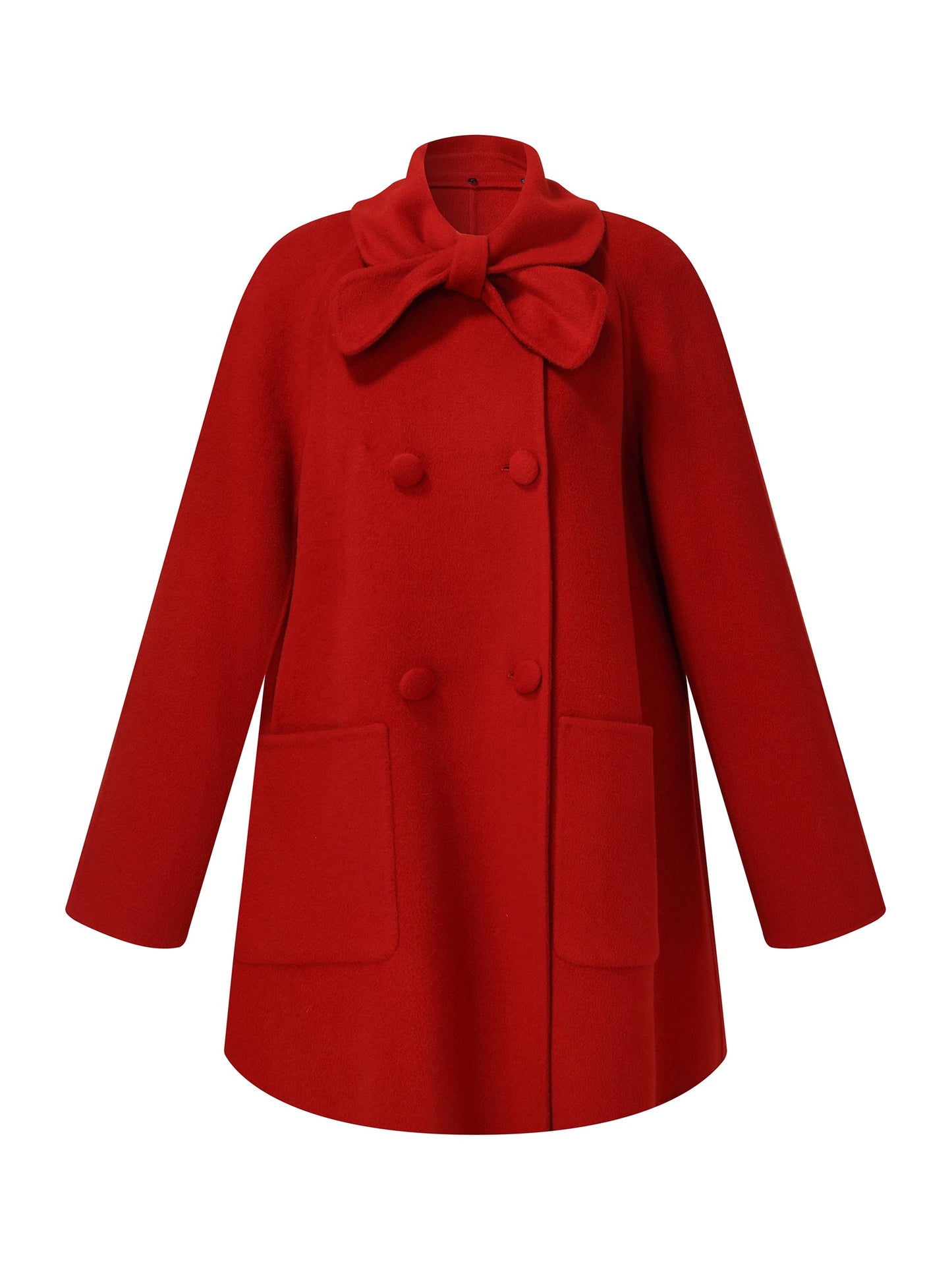 Tencel Wool Blend Double-Faced Women Coat With Detachable Collar