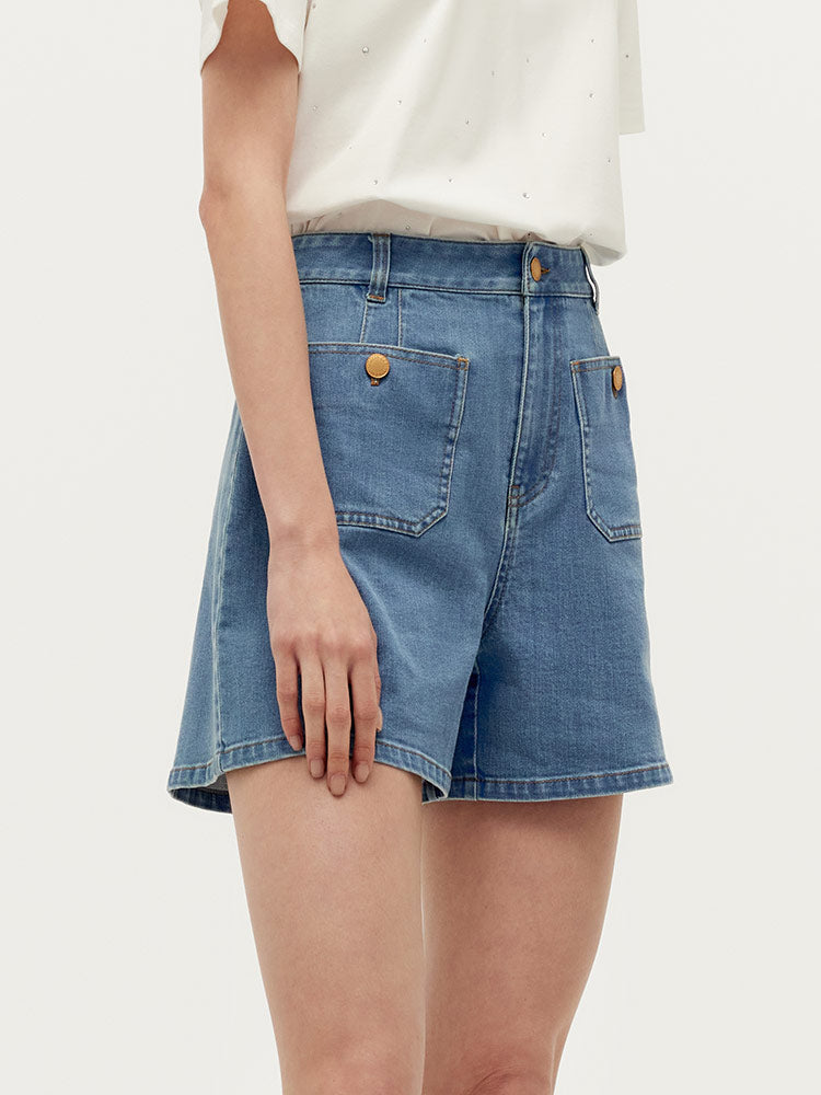 Denim A-Line Women Shorts