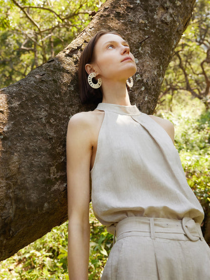 100% Linen Women Halter Tank Top