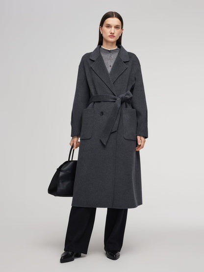 100% Wool Double-Faced Women Wrap Overcoat