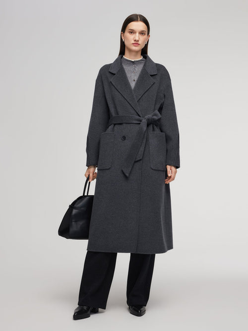 100% Wool Double-Faced Women Wrap Overcoat