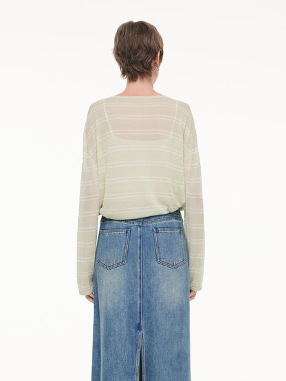 Lyocell Mulberry Silk Blend Stripe Women Knit Top