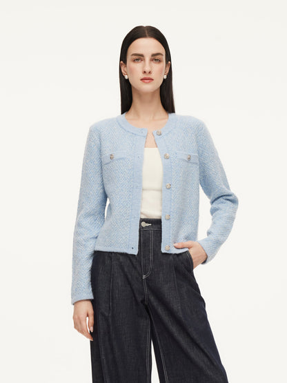 Round Neck Single-Breasted Women Cardigan