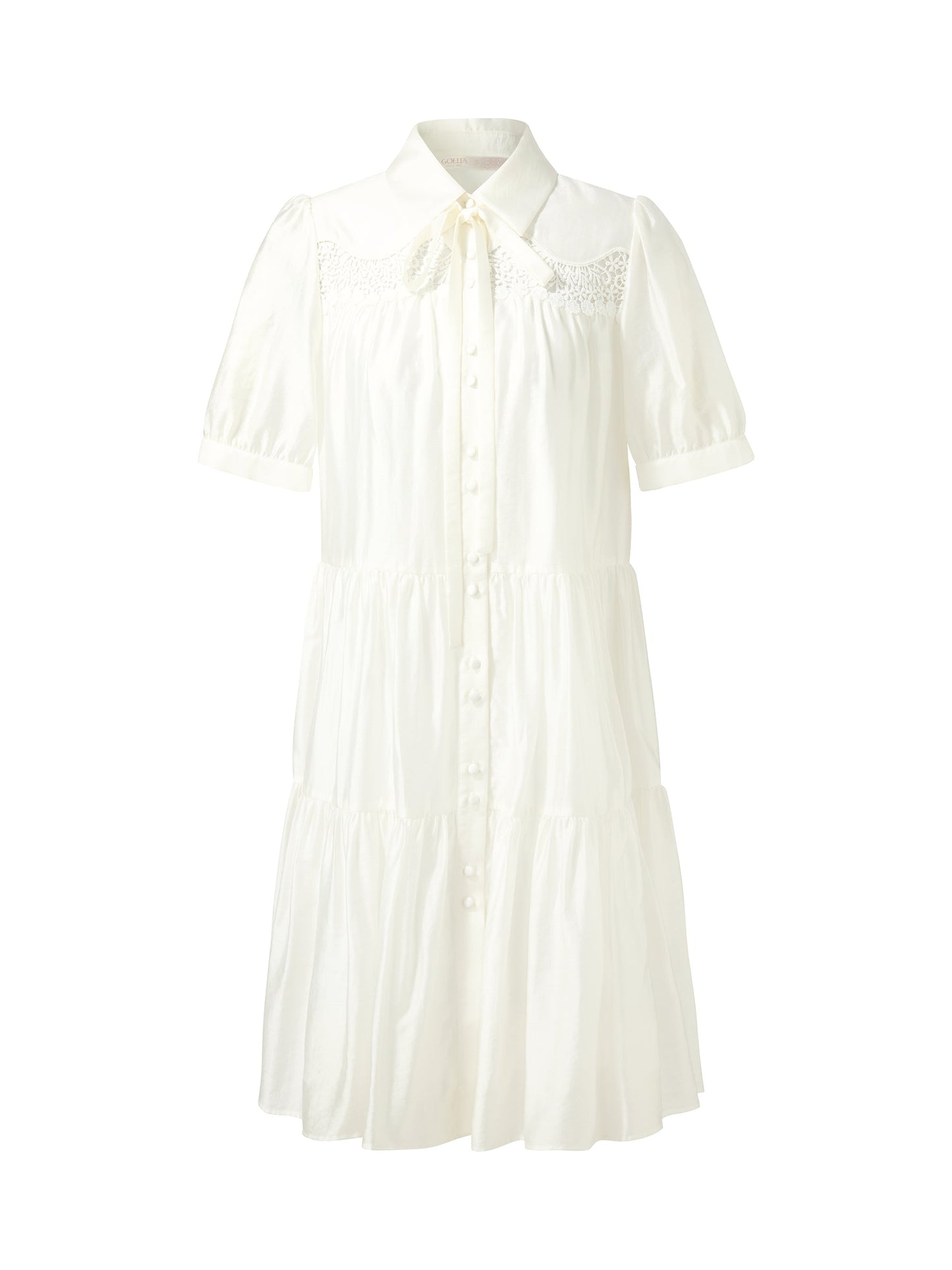 Tencel Blend Women Tiered Mini Dress With Ribbon