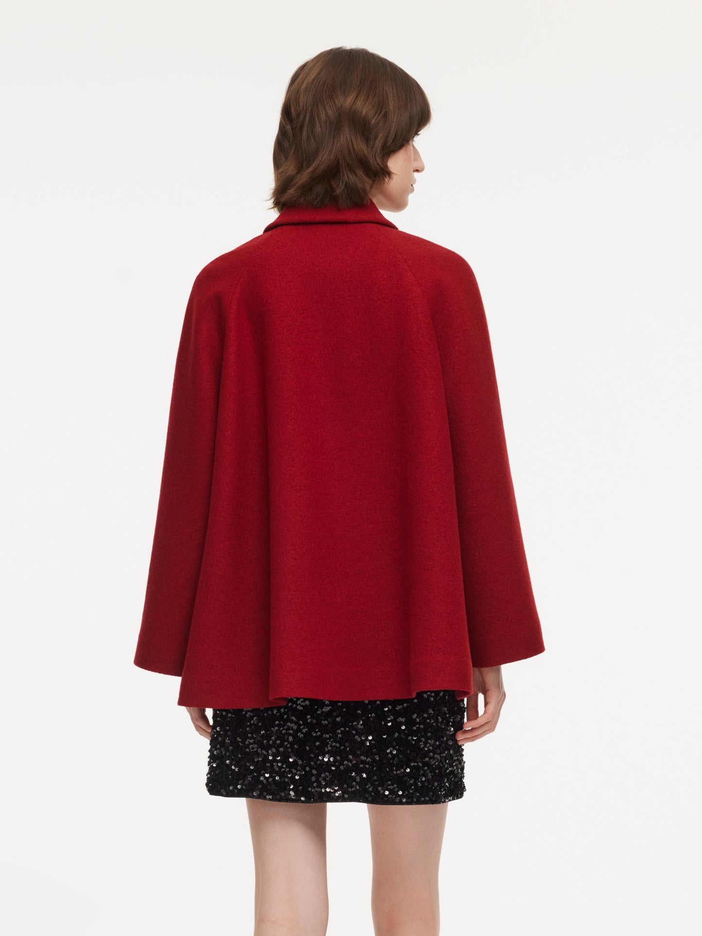 100% Wool Women Coat With Detachable Bowknot