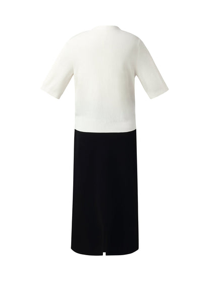 V-Neck Cut-Out Knitted Top And Half Skirt Two-Piece Set