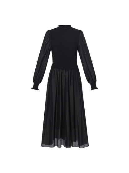 Tencel Blend Patchwork Women Maxi Dress