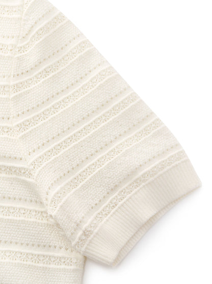 Tencel Blend Pointelle Women V-Neck Cardigan