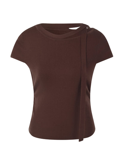Triacetate Lyocell Blend Women Ribbon Knit Top