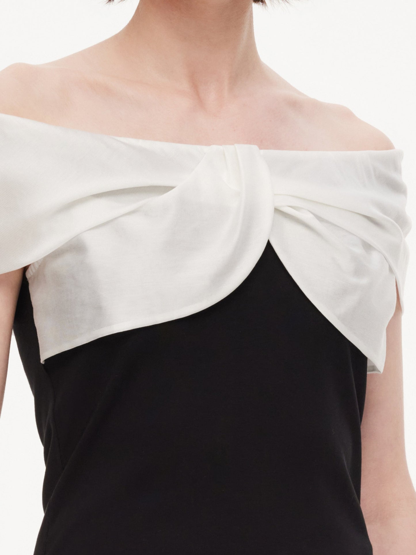 Tencel Blend Patchwork Bow Neck Women Knit Top
