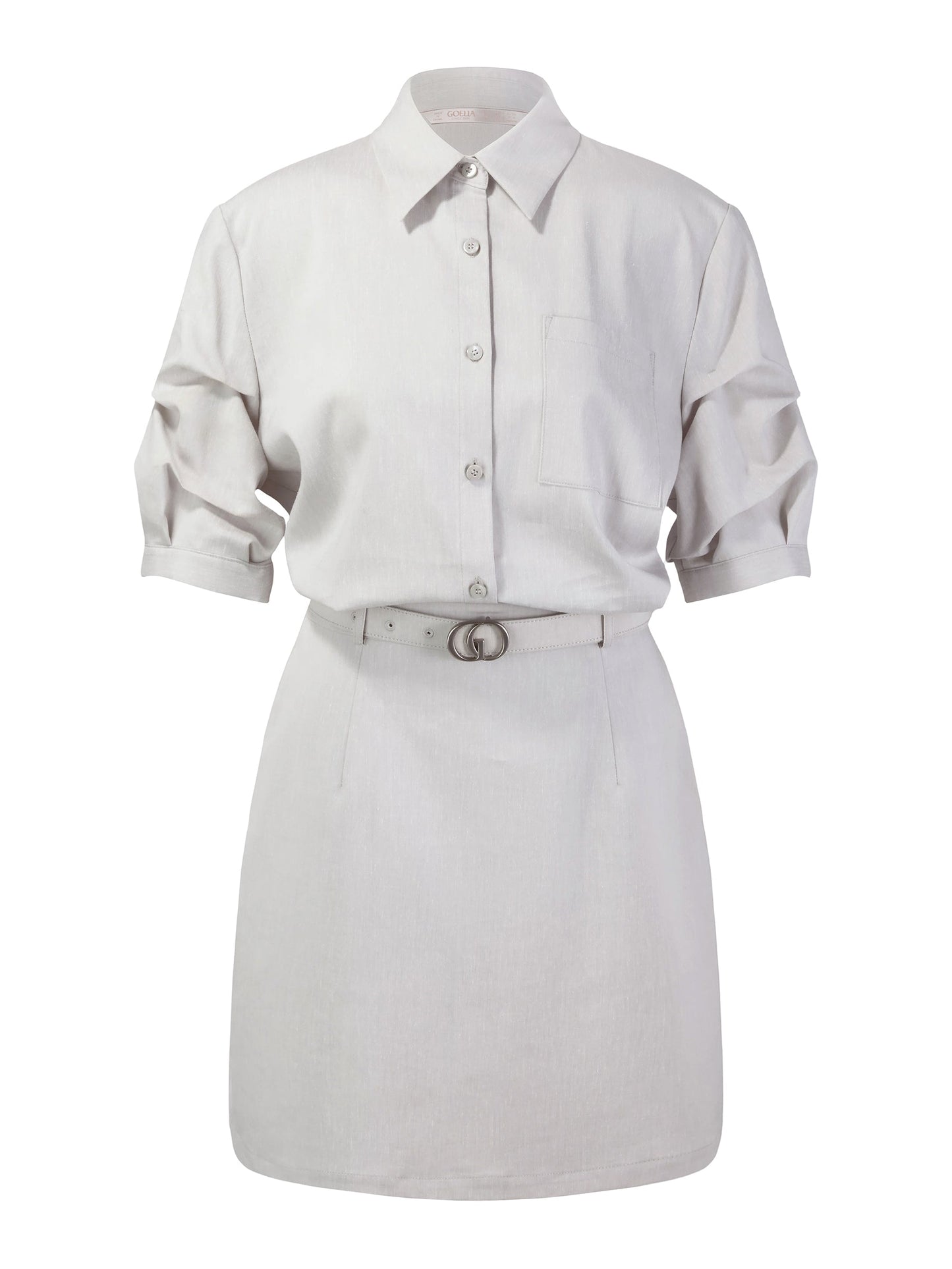 Lyocell Linen Blend Mock-Layered Women Mini Shirt Dress