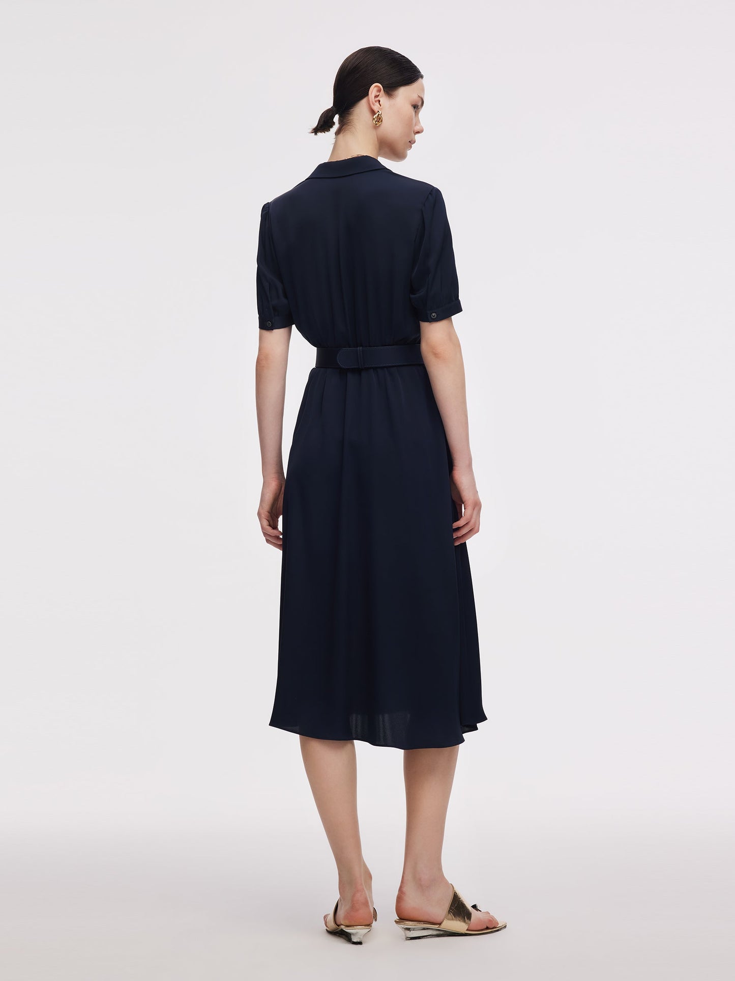 22MM Mulberry Silk Women Midi Dress With Belt