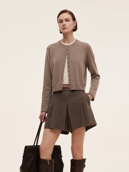 100% Cashmere Faux Two-Piece Women Cardigan