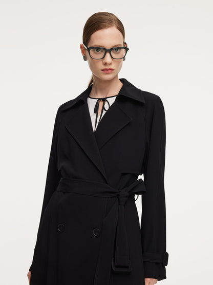 Triacetate Blend Women Wrap Trench Coat