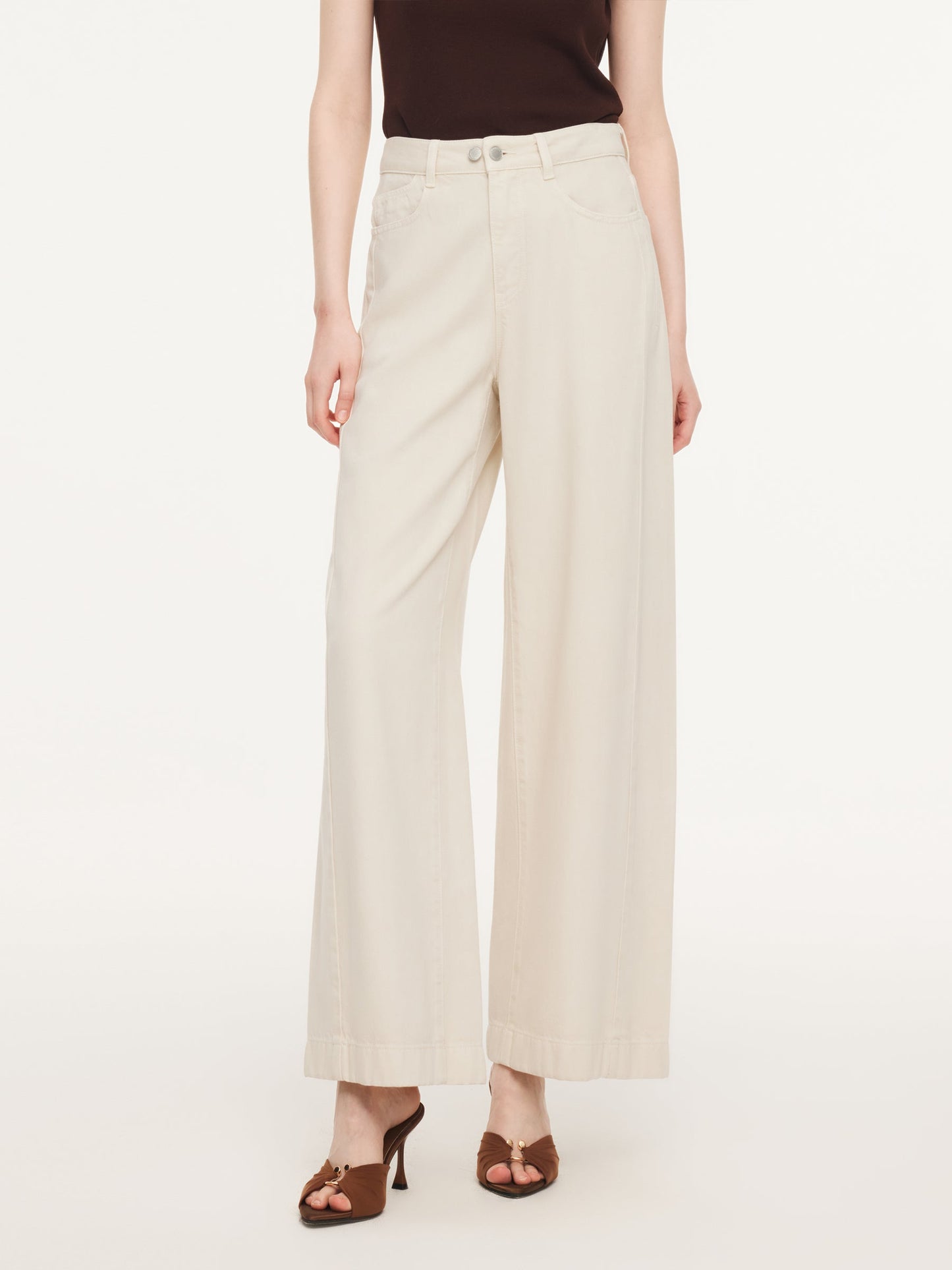 Tencel Cotton Blend Denim Women Straight Wide Leg Jeans