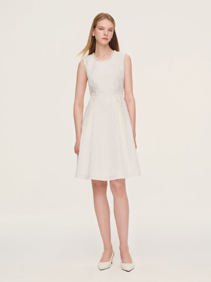 Jacquard Sleeveless Women Mini Dress
