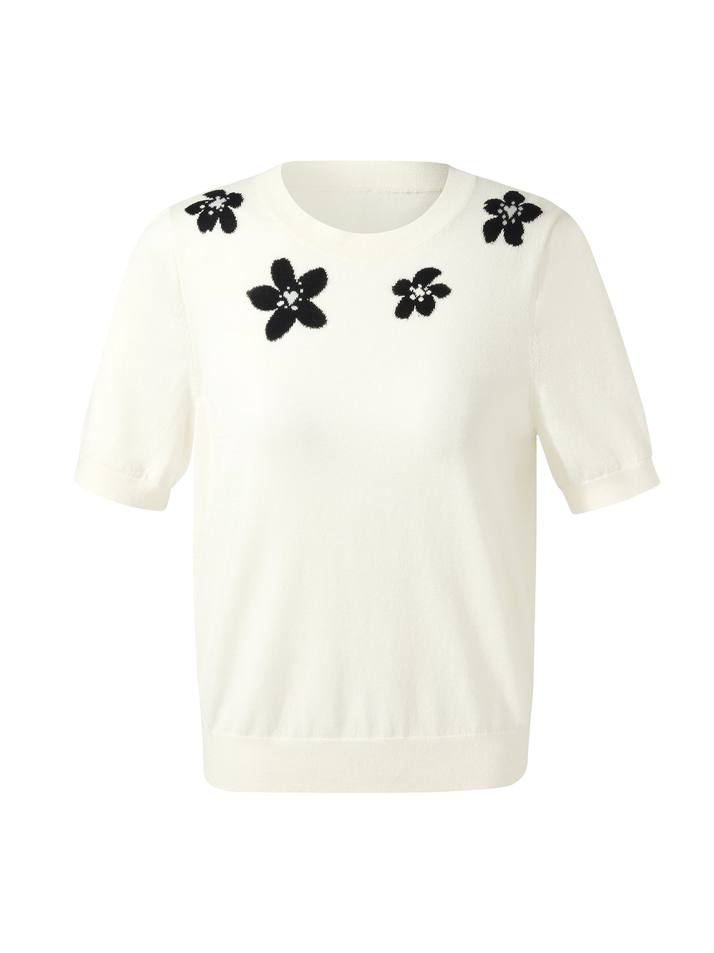 Tencel Blend Floral Jacquard Women Knit Top