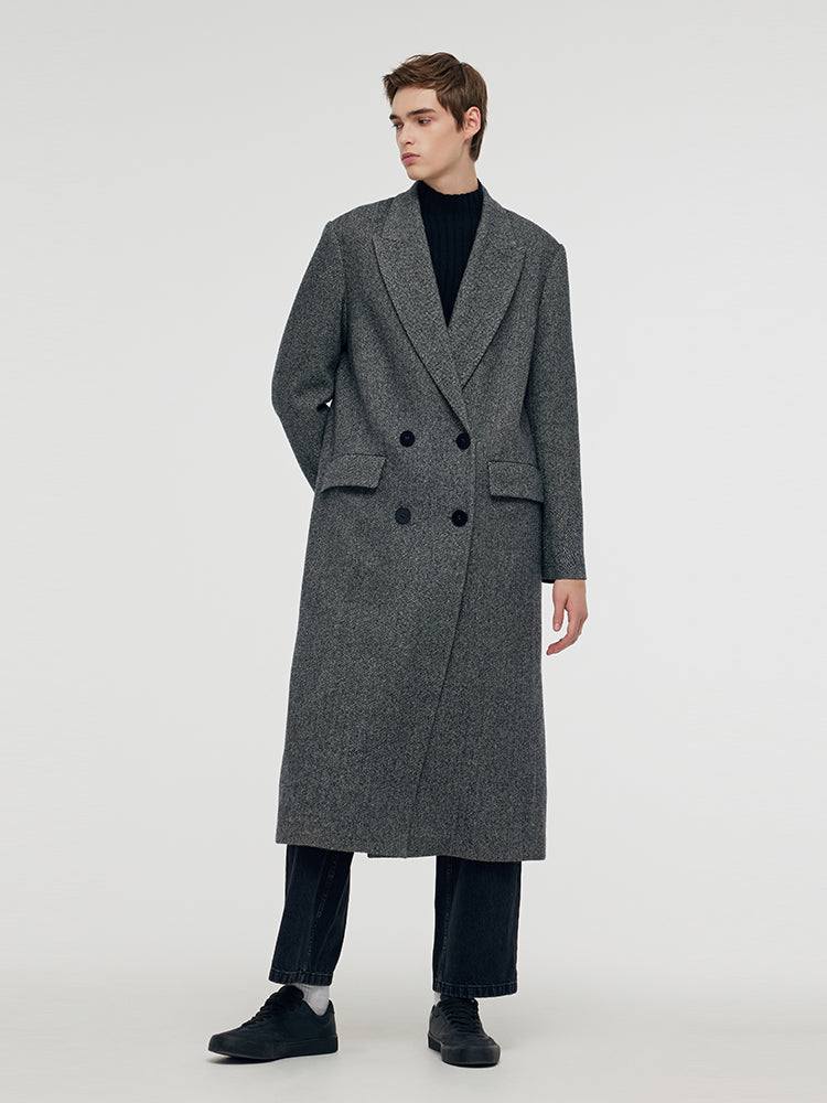 Washable Wool Lapel Unisex Overcoat