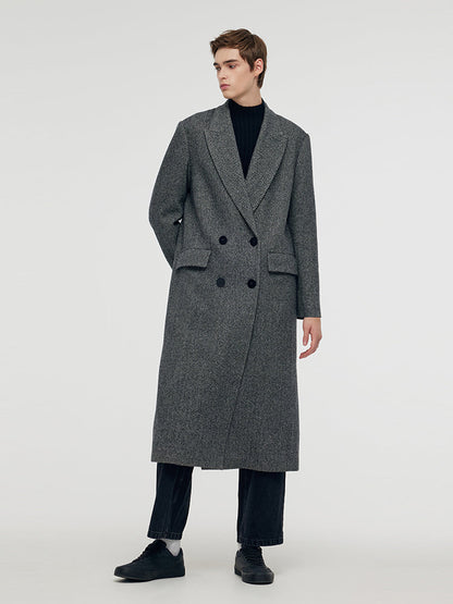 Washable Wool Lapel Unisex Overcoat