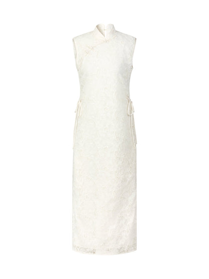 Lace Sleeveless Women Qipao Midi Dress