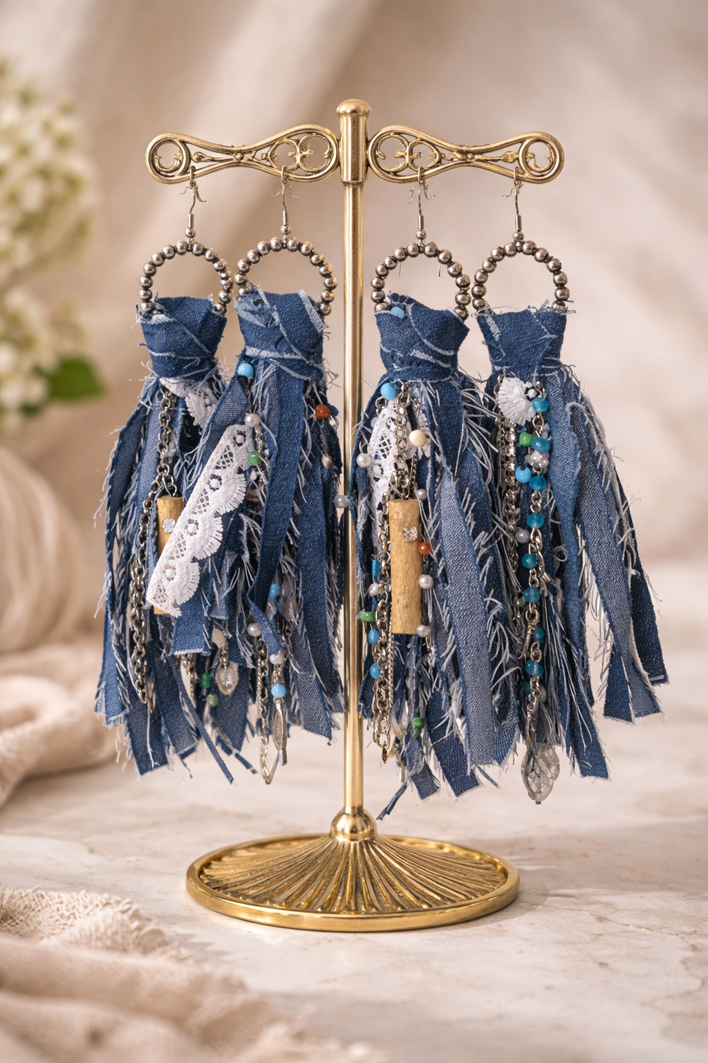 Dazzling Denim Dangle Earrings