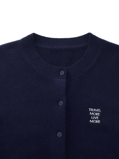 100% Wool Letter Embroidered Women Cardigan