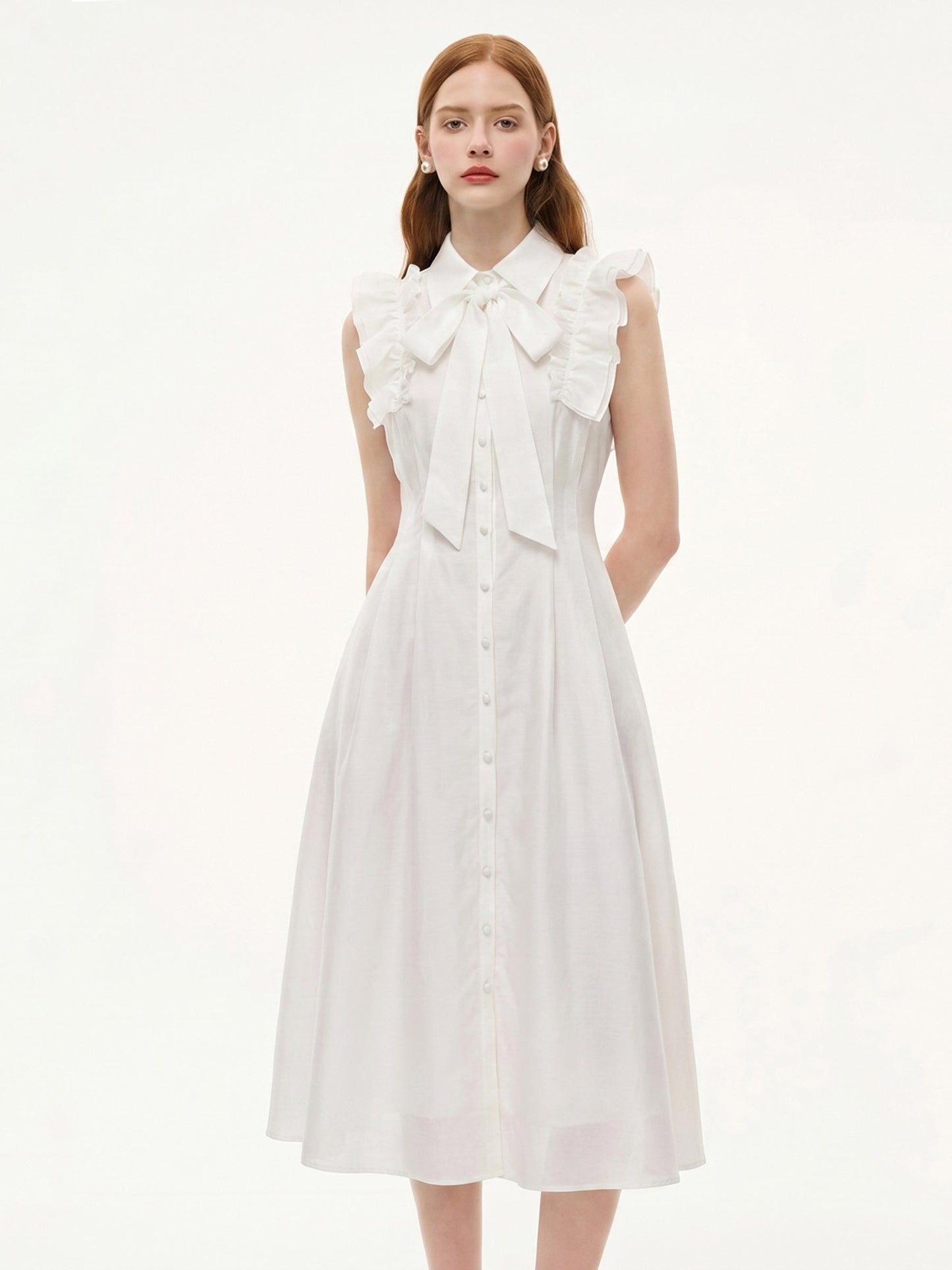 Lyocell Blend Ruffle Women Maxi Dress With Ribbon And 100% Cotton Lining