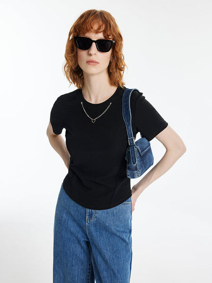 Slim Women T-shirt With Detachable Chain