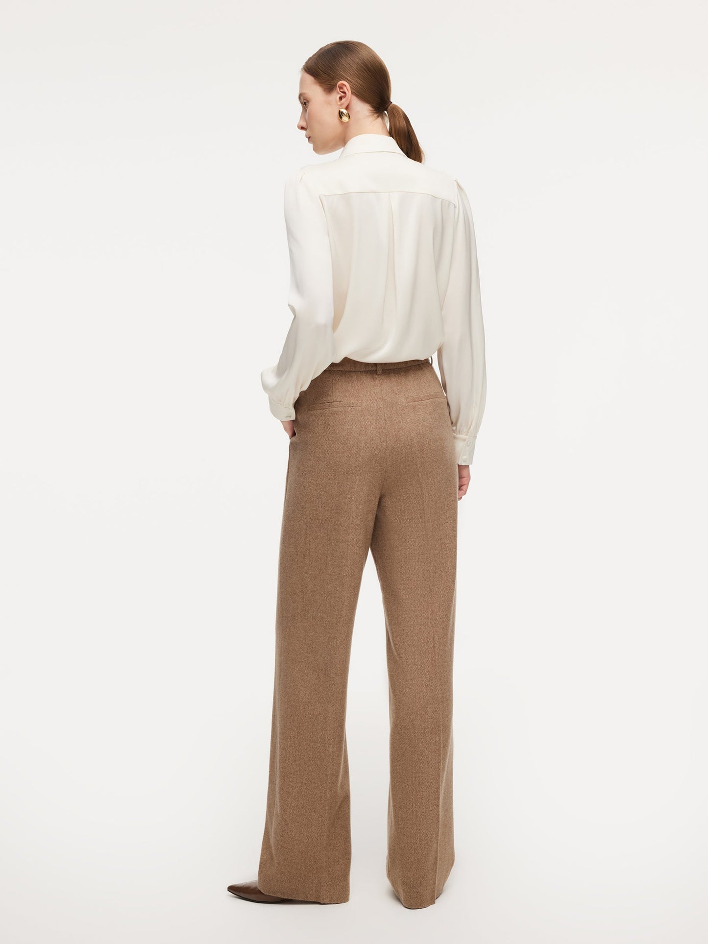 Washable Wool Cashmere Blend Straight Leg Women Pants