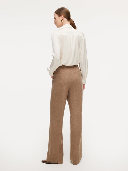 Washable Wool Cashmere Blend Straight Leg Women Pants