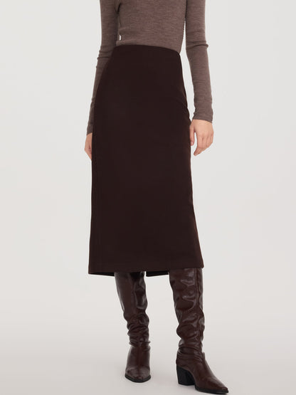 Back Slit Column Women Knit Skirt