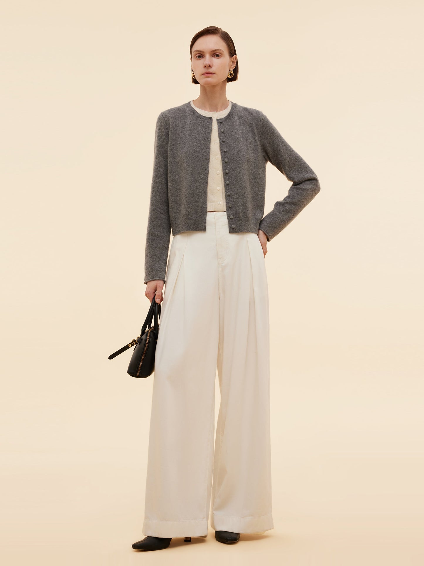 100% Cashmere Faux Two-Piece Women Cardigan