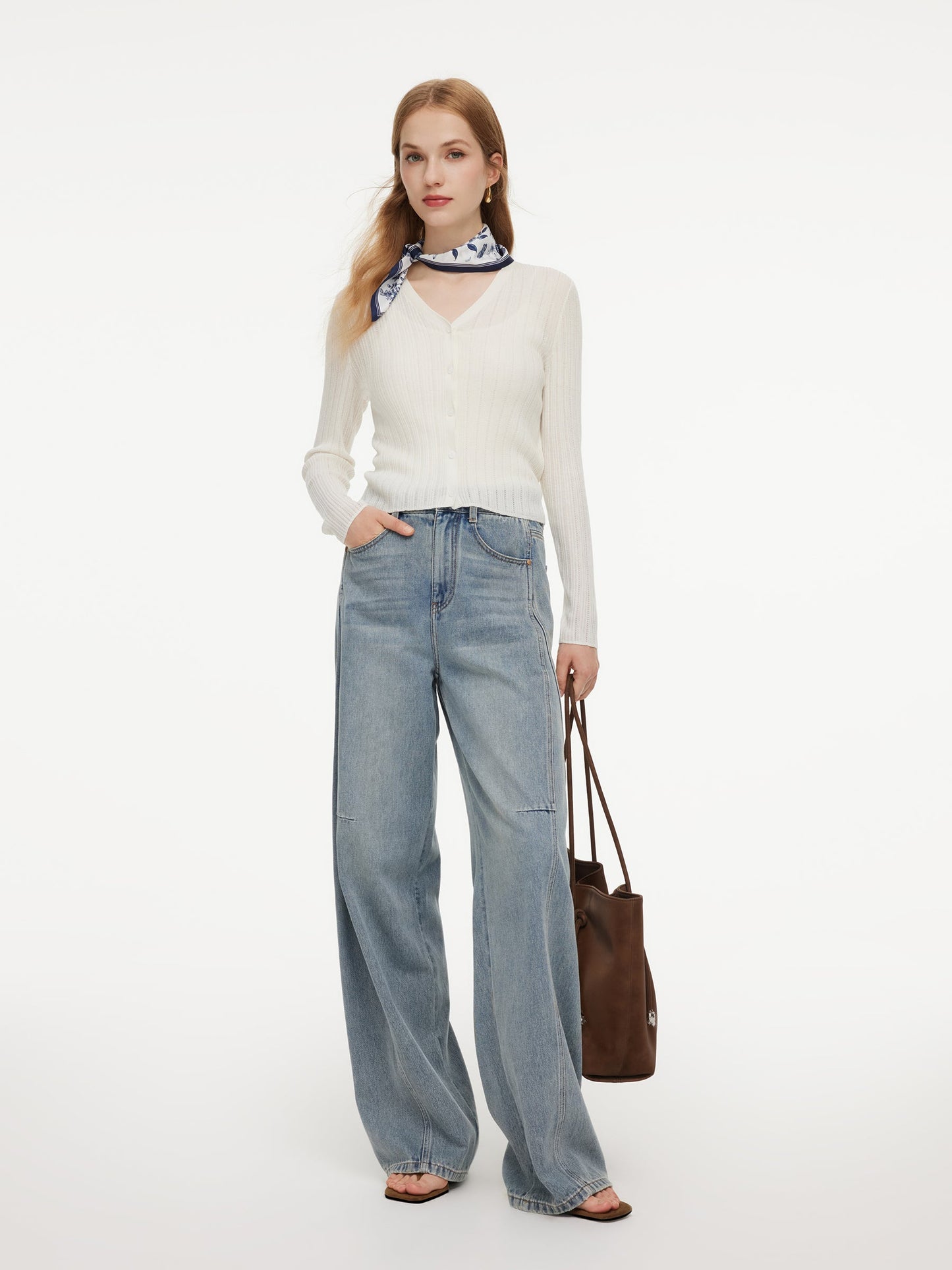 Tencel Wool Blend V-Neck Women Cardigan