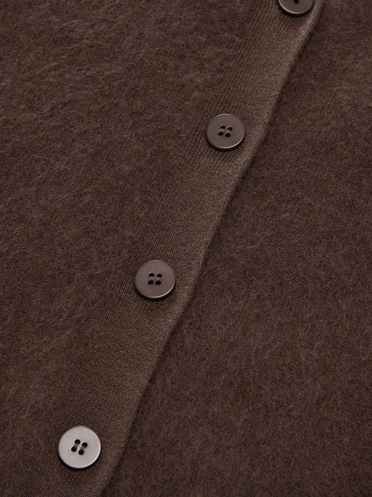 100% Brushed Wool V-Neck Women Cardigan